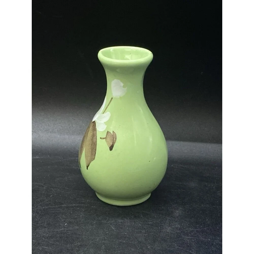 Mini Charcon Ceramic Floral 4” Bud Vase Chartreuse Green